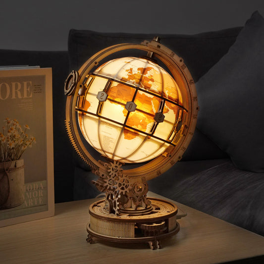 DIY 3D Luminous Globe Wooden Puzzle With LED Light - RileyOutlet.com