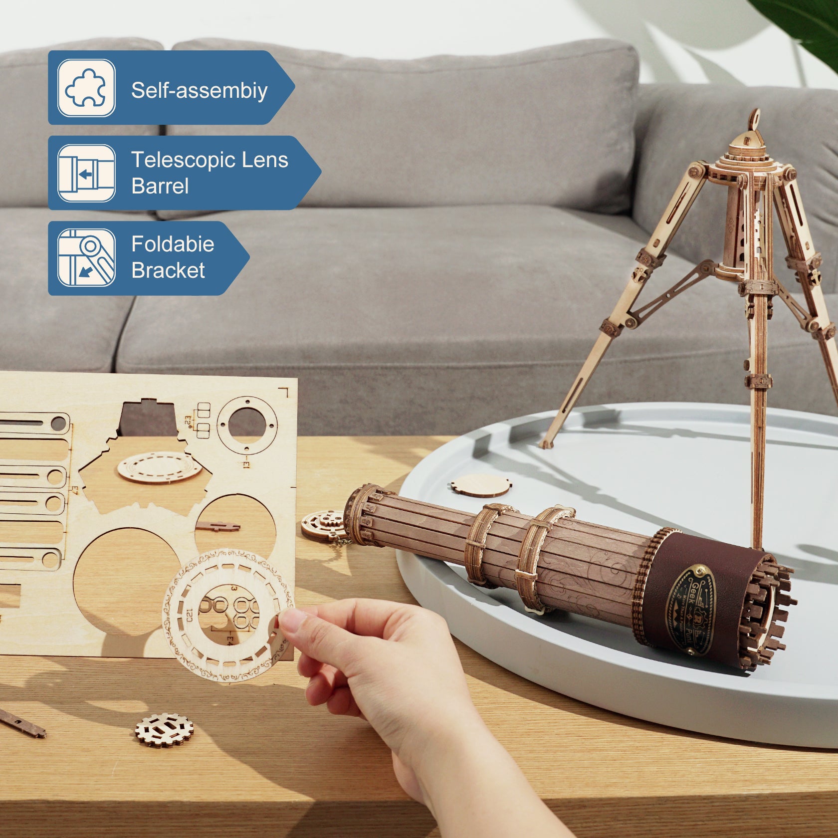 DIY 3D Wooden Monocular Telescope Puzzle (314pcs) - RileyOutlet.com