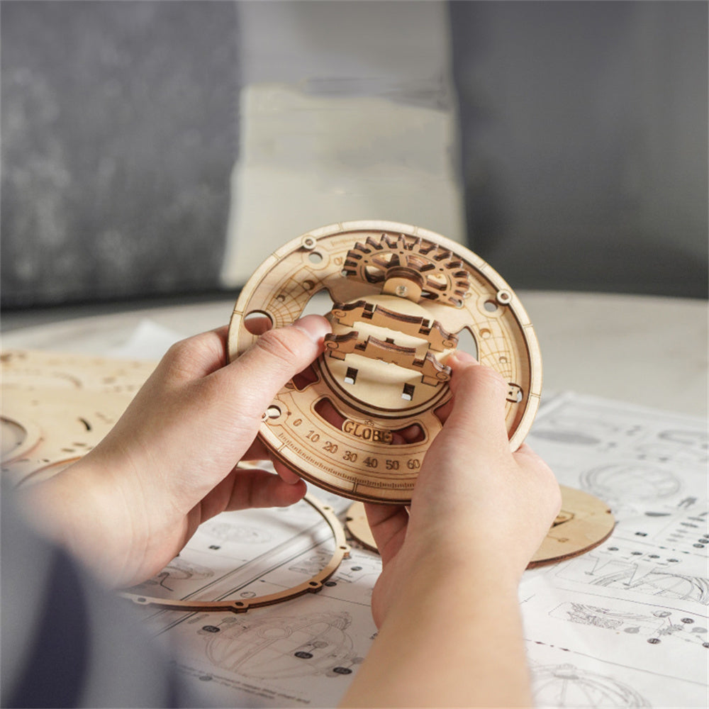 DIY 3D Luminous Globe Wooden Puzzle With LED Light - RileyOutlet.com