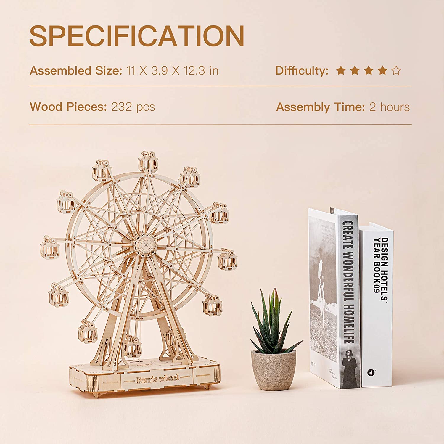 DIY 3D Ferris Wheel Wooden Puzzle - RileyOutlet.com