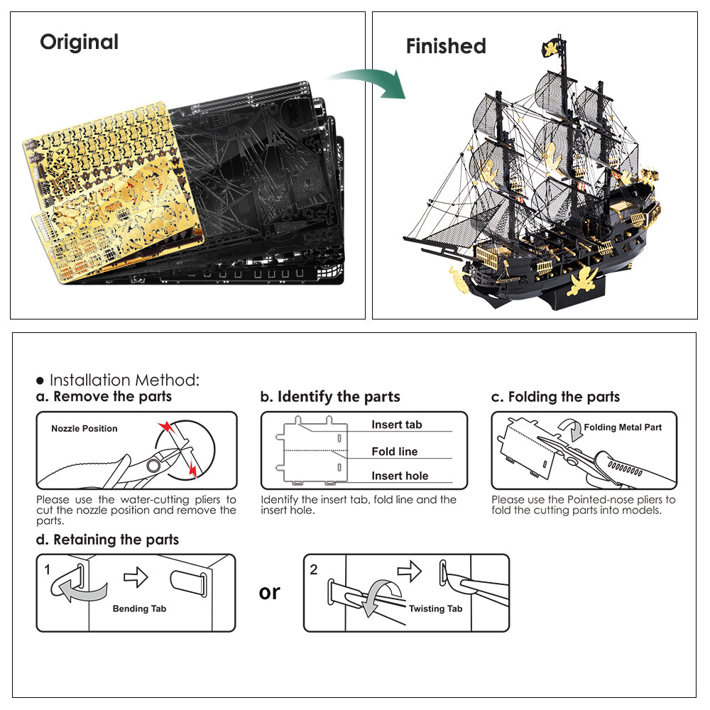 3D The Black Pearl DIY Metal Puzzle - RileyOutlet.com
